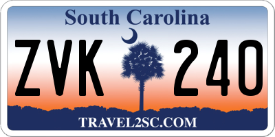 SC license plate ZVK240