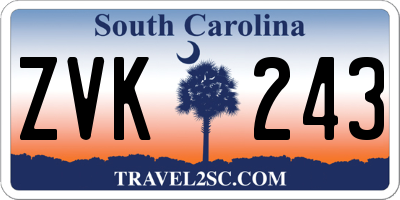 SC license plate ZVK243