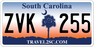 SC license plate ZVK255