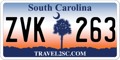 SC license plate ZVK263