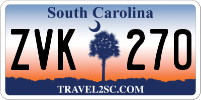 SC license plate ZVK270