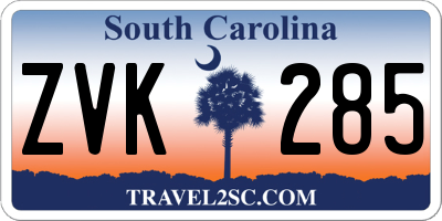 SC license plate ZVK285