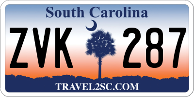 SC license plate ZVK287