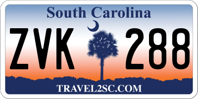 SC license plate ZVK288