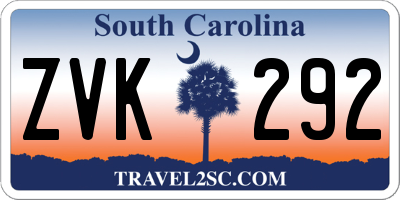 SC license plate ZVK292