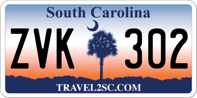 SC license plate ZVK302