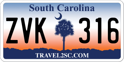 SC license plate ZVK316