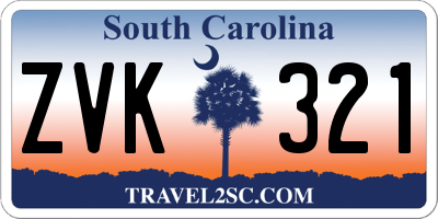 SC license plate ZVK321