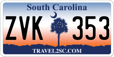 SC license plate ZVK353