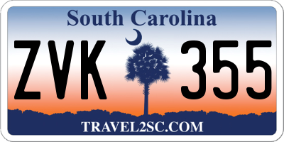 SC license plate ZVK355