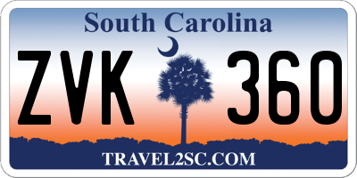 SC license plate ZVK360