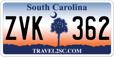 SC license plate ZVK362