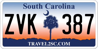 SC license plate ZVK387
