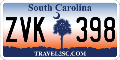 SC license plate ZVK398
