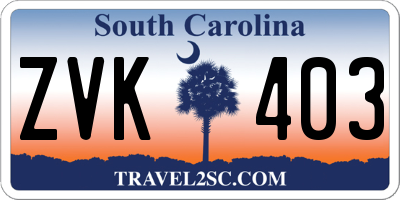 SC license plate ZVK403