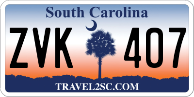 SC license plate ZVK407