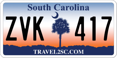 SC license plate ZVK417