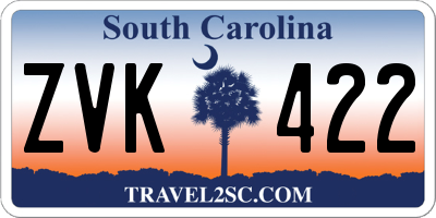 SC license plate ZVK422
