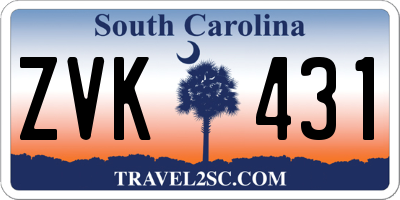 SC license plate ZVK431