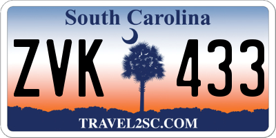 SC license plate ZVK433