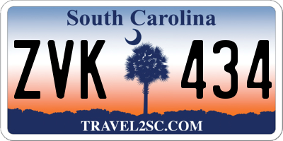 SC license plate ZVK434