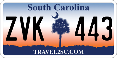 SC license plate ZVK443