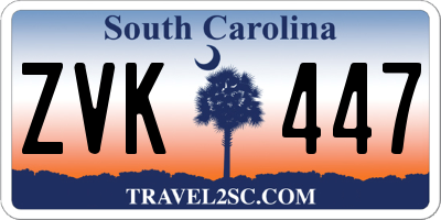 SC license plate ZVK447