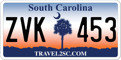 SC license plate ZVK453