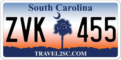 SC license plate ZVK455