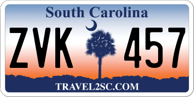SC license plate ZVK457