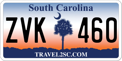 SC license plate ZVK460