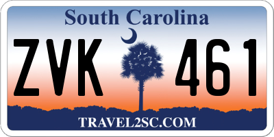 SC license plate ZVK461