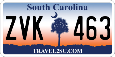 SC license plate ZVK463