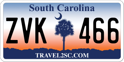 SC license plate ZVK466