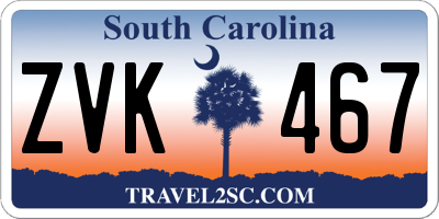 SC license plate ZVK467