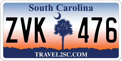 SC license plate ZVK476