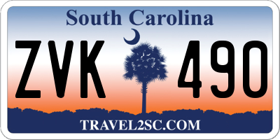 SC license plate ZVK490