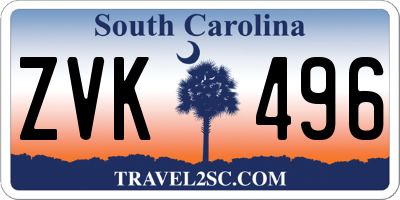 SC license plate ZVK496