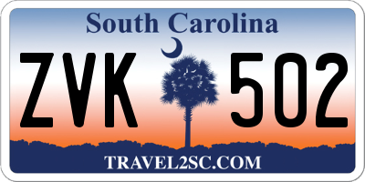 SC license plate ZVK502