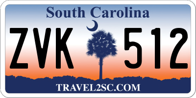 SC license plate ZVK512