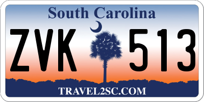 SC license plate ZVK513
