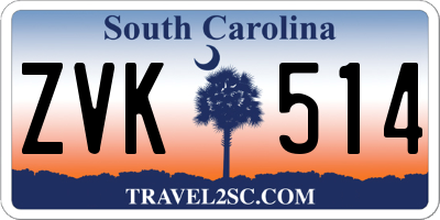 SC license plate ZVK514