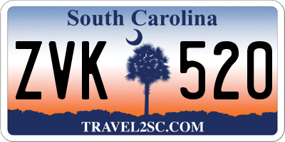 SC license plate ZVK520