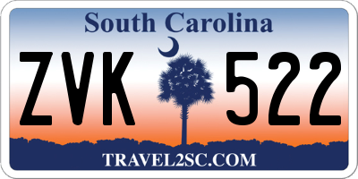 SC license plate ZVK522