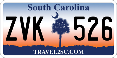 SC license plate ZVK526