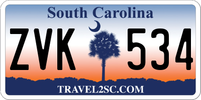 SC license plate ZVK534