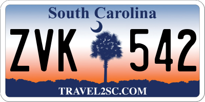 SC license plate ZVK542