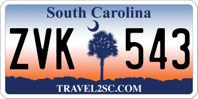 SC license plate ZVK543