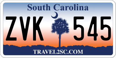 SC license plate ZVK545