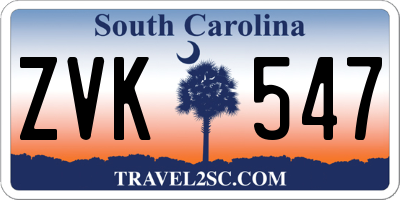 SC license plate ZVK547